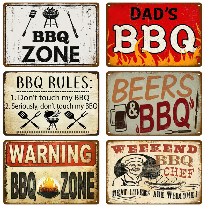 Outdoor Furniture Zone - Vintage Tinnen Bord Papa 'S Bbq