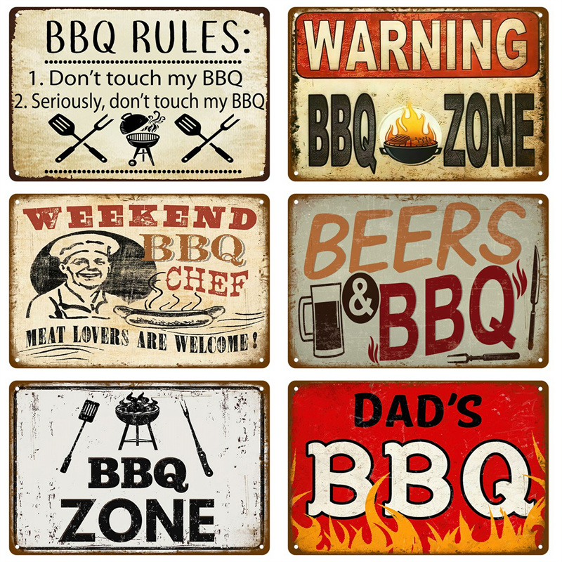 Outdoor Furniture Zone - Vintage Tinnen Bord Papa 'S Bbq