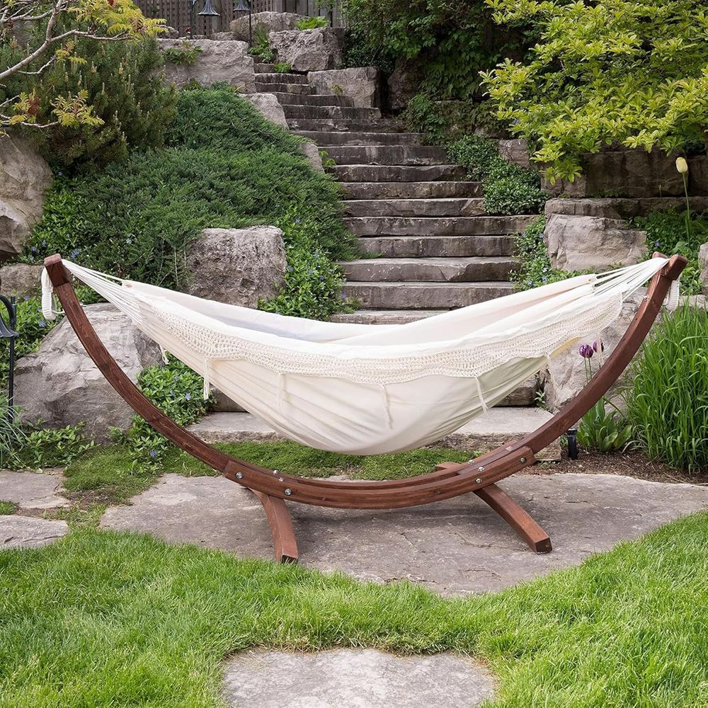 Dubbele katoenen hangmat met s - Hammock With Stand recensie en prijs