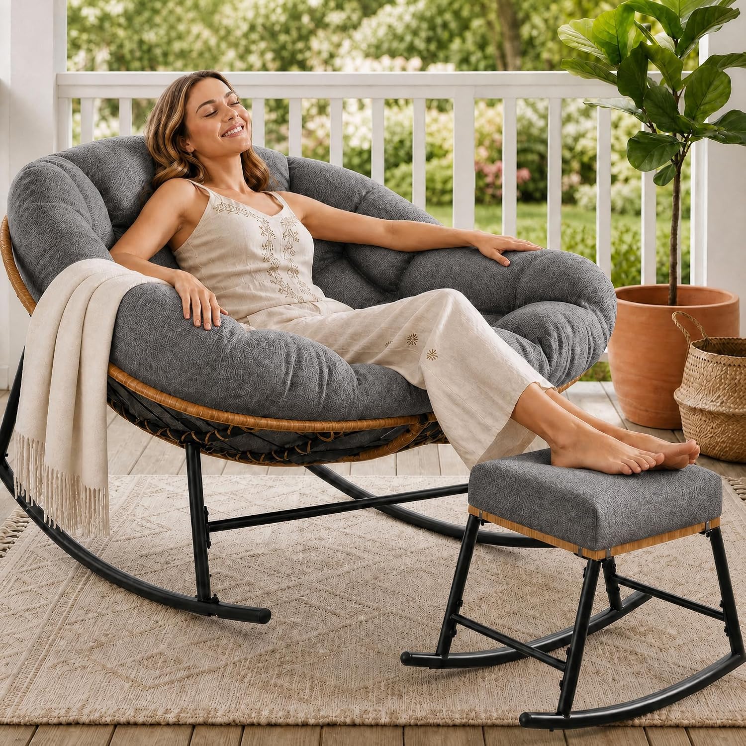 Oversized Papasan Schommelstoe - Outdoor Furniture No Cushions recensie en prijs