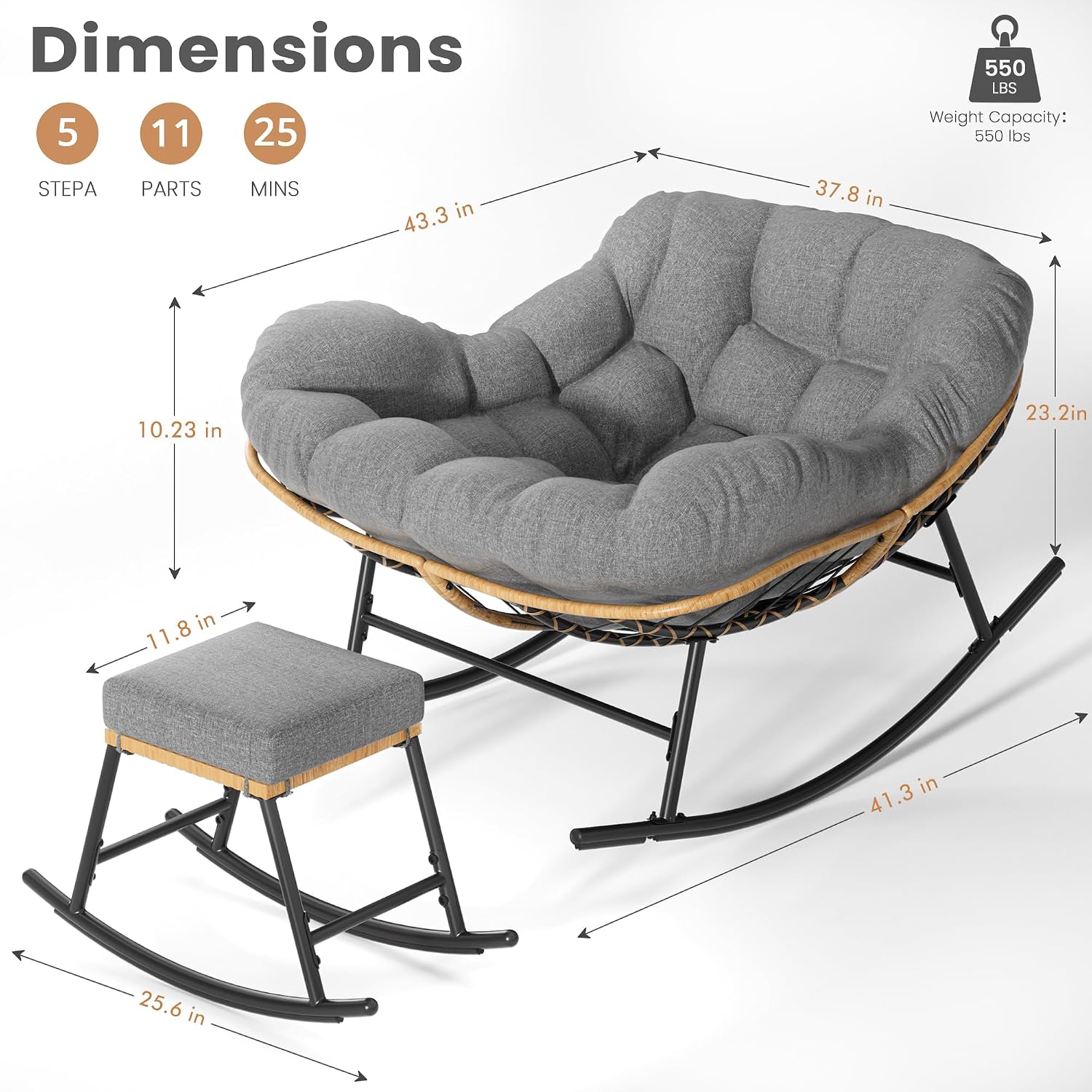Oversized Papasan Schommelstoe - Outdoor Furniture No Cushions recensie en prijs